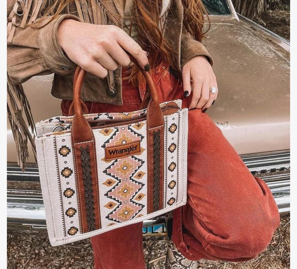 Wrangler Montana West Tote Bag Western Boho Aztec Satchel Handbag, NWT